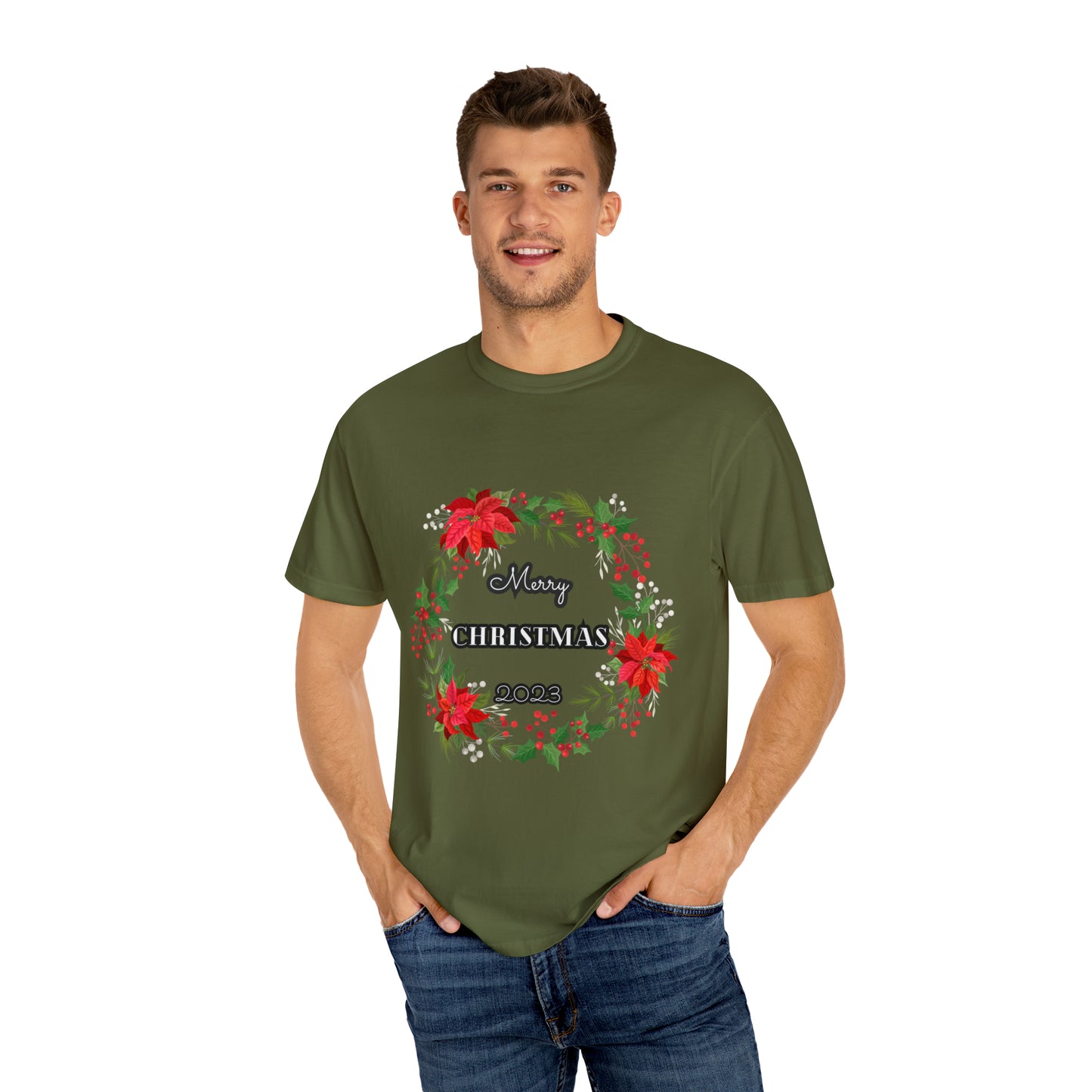 Merry Christmas 2023 Wreath Comfort Colors T-Shirt