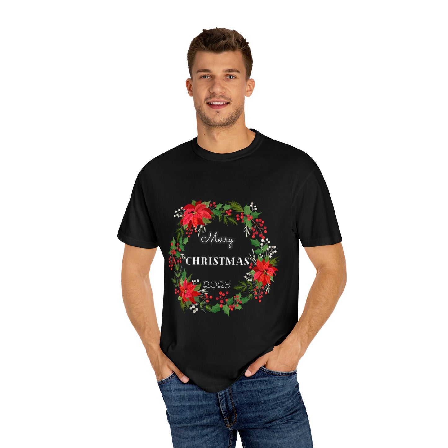 Merry Christmas 2023 Wreath Comfort Colors T-Shirt