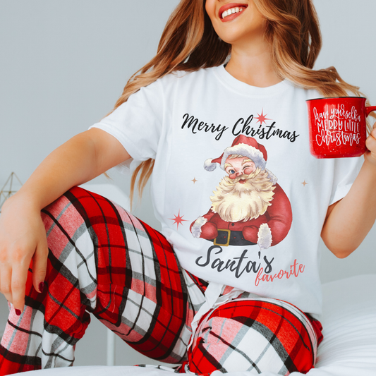 Santa's Favorite Merry Christmas Comfort Colors T-Shirt